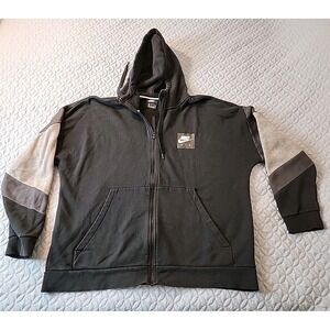 Men's Nike Air Hooded Full Zip‎ Adult Sweatshirt Black Gray Colorblock Size XXL